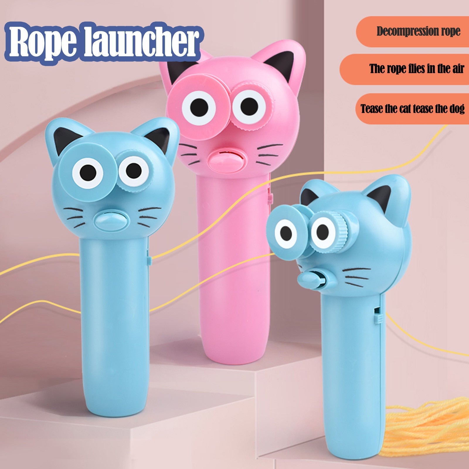 Rope Launcher Propeller Toy For Cat